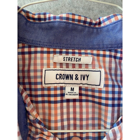 CROWN & IVY Mens Stretch Button Down Plaid Long Sleeve Size‎ Medium - Picture 2 of 6